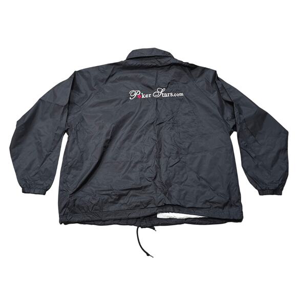 Port and Company Poker Stars Black Button Up Lined Windbreaker Jacket - Picture 1 of 8